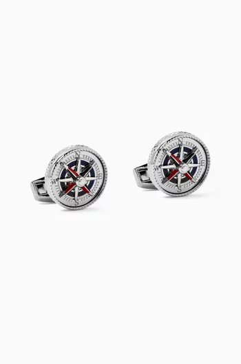 Compass Cufflinks in Palladium-plated Metal