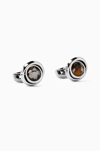 Swivelling Meteorite Cufflinks in Palladium-plated Steel