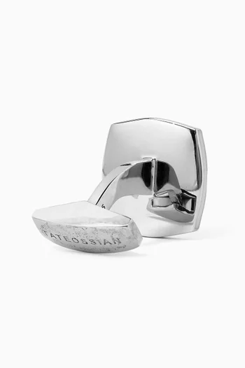 Graffiato Square Pearl Cufflinks in Rhodium-plated Silver