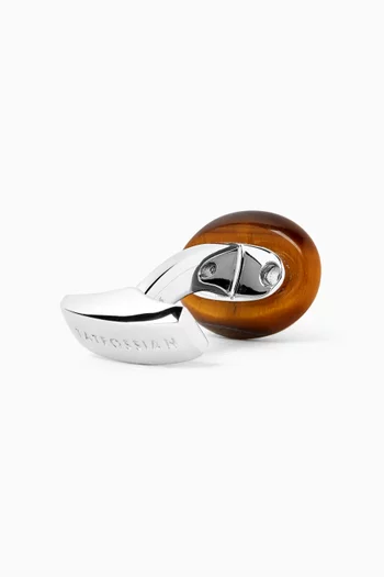 Marine Tiger Eye Cufflinks in Rhodium-plated Sterling Silver