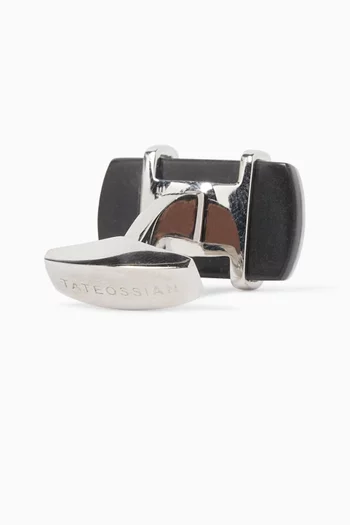Rectangle Agate Cufflinks in Sterling Silver