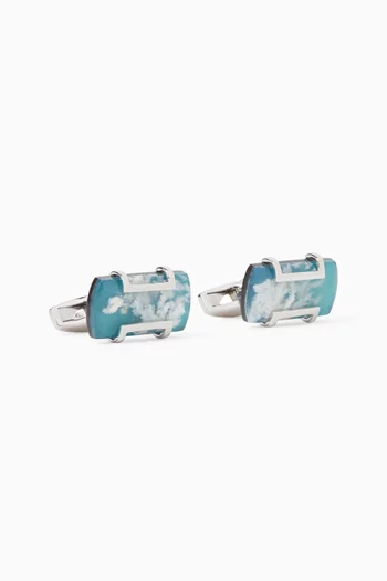Rectangle Agate Cufflinks in Sterling Silver