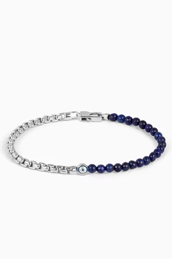 Sennit Evil Eye Bracelet in Rhodium-plated Sterling Silver