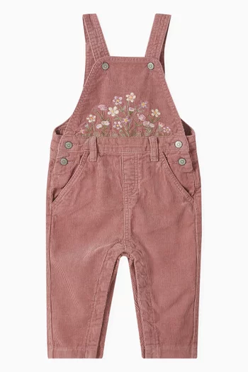 Flossy Embroidered Cord Dungarees