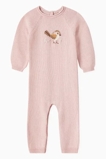 Molly Bird Knitted Romper in Organic Cotton
