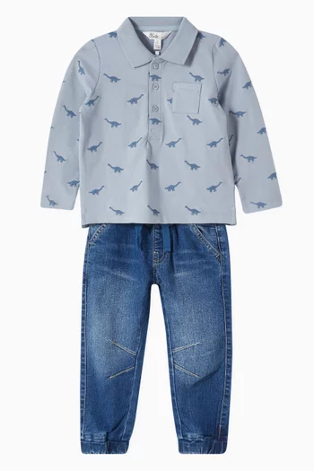 Isaac Embroidered Dinosaur Polo Shirt