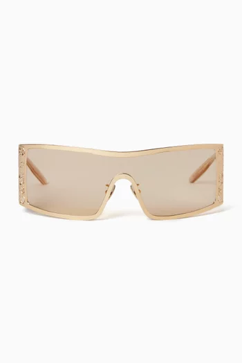 Oversized Visor Sunglasses in Metal