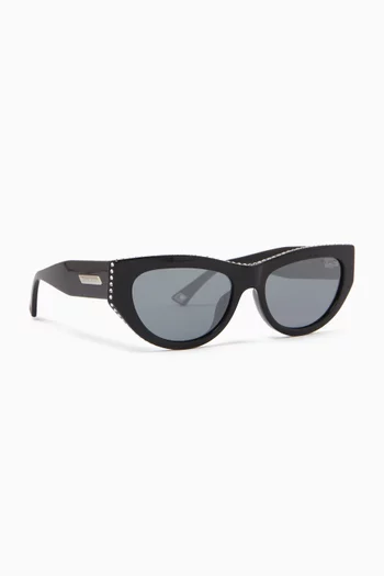 Crystal-embellished Cat-eye Sunglasses in Acetate