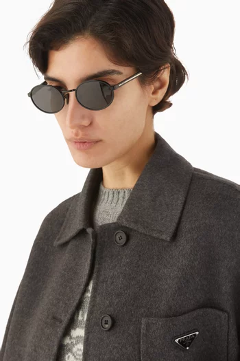 نظارة شمسية بإطار بيضاوي معدن