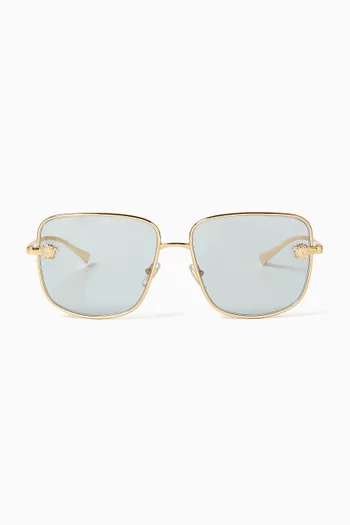 Medusa Square Sunglasses in Gold-tone Metal