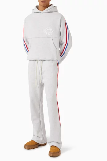 Striped Applique Hoodie in Cotton-fleece