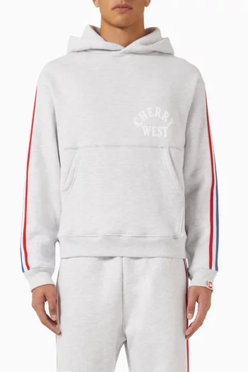 Striped Applique Hoodie in Cotton-fleece