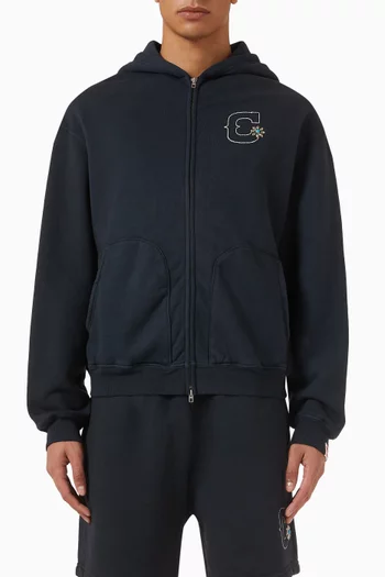 Studded Zip-up Hoodie in Cotton