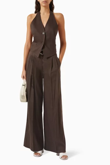 Pleated Wide-leg Pants in Linen Blend