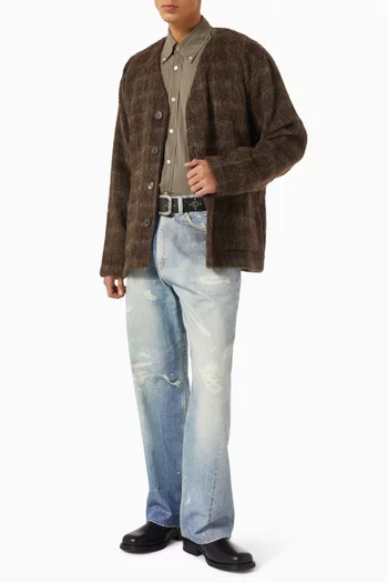 Dorf Check Cardigan in Wool-blend