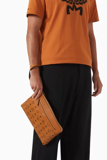 Logo Flat Pouch in Visetos Canvas
