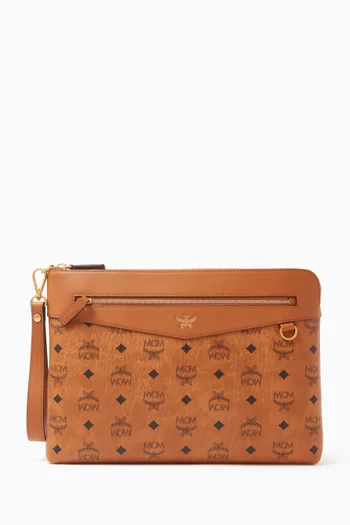 Logo Flat Pouch in Visetos Canvas