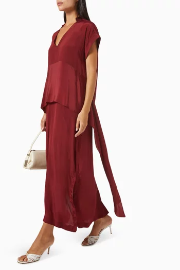 Panelled Draped Maxi Dress in Crepe