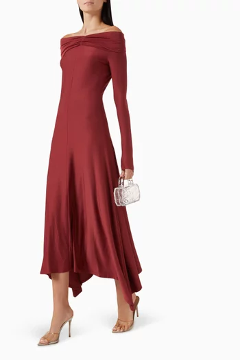 Off-shoulder Draped Maxi Dress in Jersey