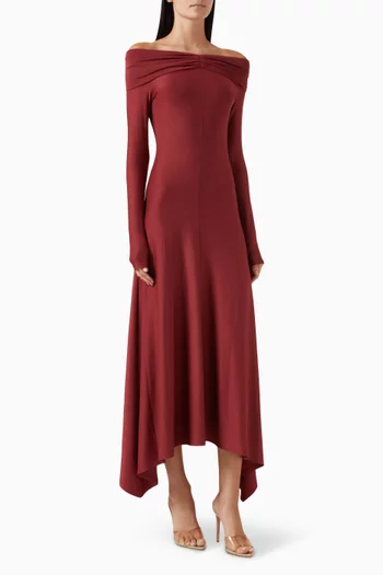 Off-shoulder Draped Maxi Dress in Jersey