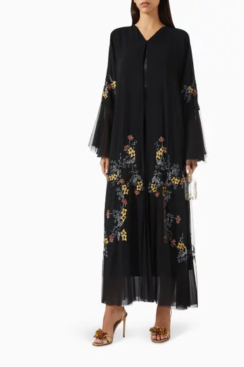 Bead-embellished Abaya in Chiffon