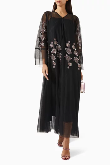 عباية مطرزة بالترتر تول