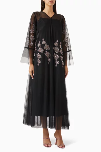 عباية مطرزة بالترتر تول