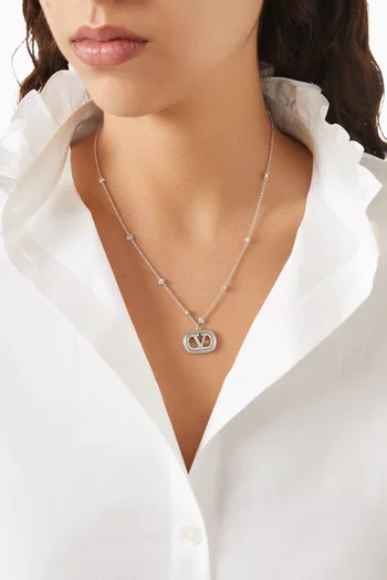 VLOGO Swarovski® Signature Pearl & Crystal Necklace in Metal