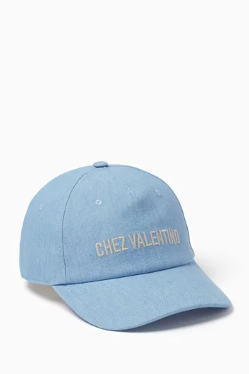 Chez Valentino Baseball Cap in Denim