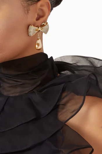 San Fin Swarovski® & Pearl Earrings in Gold-tone Metal