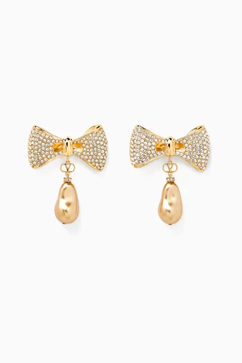 San Fin Swarovski® & Pearl Earrings in Gold-tone Metal