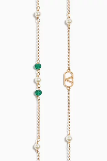 VLogo Signature Long Necklace in Gold-tone Brass