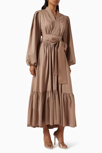 June Belted Dress in Cotton-blend