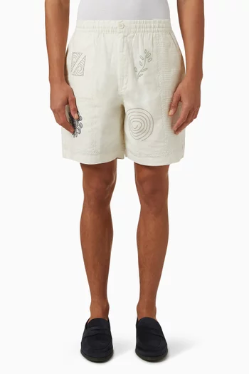 Kurt Doodle Embroidered Shorts in Cotton-blend