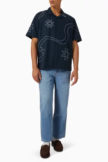 Didcot Floral Embroidered Shirt in Cotton-blend