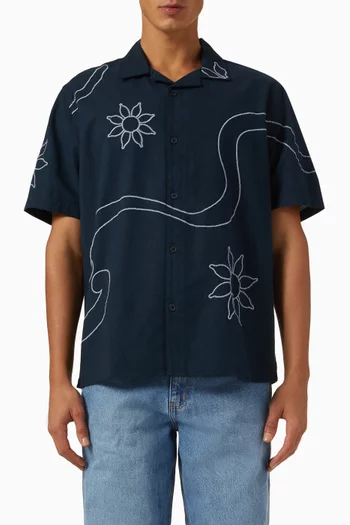 Didcot Floral Embroidered Shirt in Cotton-blend
