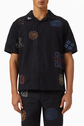 Didcot Doodle Embroidery Shirt in Cotton-blend