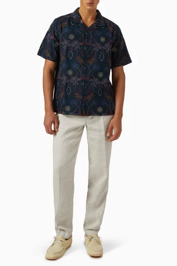 Didcot Hawaiian Embroidered Shirt in Cotton-blend