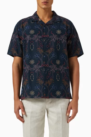 Didcot Hawaiian Embroidered Shirt in Cotton-blend