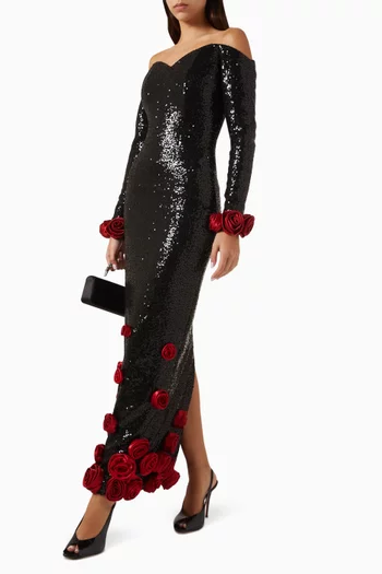 Sequin-embellished Off-shoulder Gown