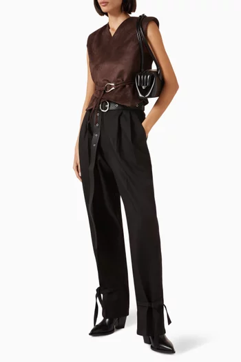 Wrap Belted Waistcoat in Suede