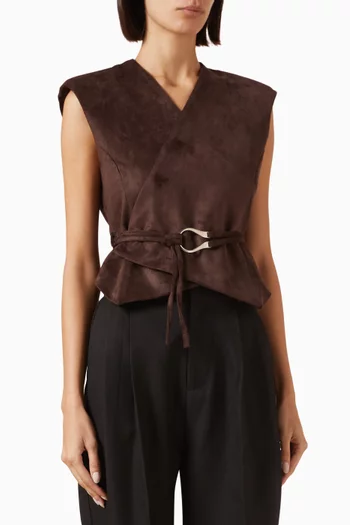 Wrap Belted Waistcoat in Suede