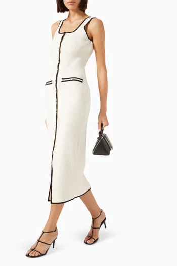 Contrast Rib-klnit Midaxi Dress