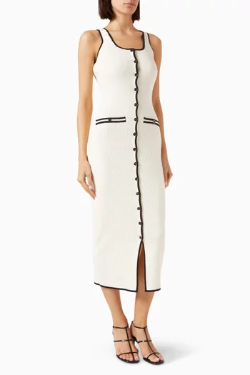 Contrast Rib-klnit Midaxi Dress