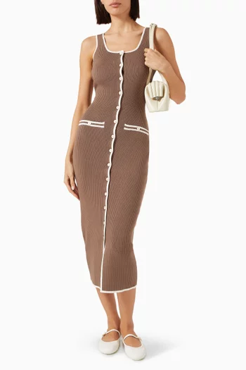 Contrast Rib-klnit Midaxi Dress