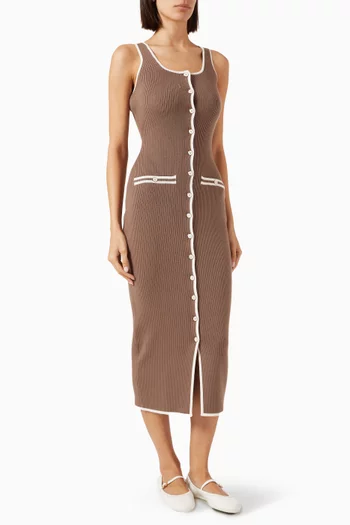 Contrast Rib-klnit Midaxi Dress