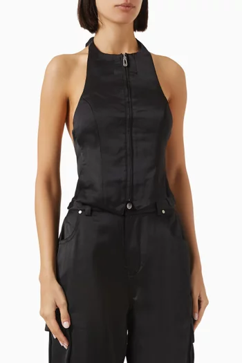 Claudette Halterneck Top in Satin