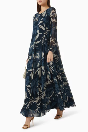 Floral Belted Maxi Dress in Georgette