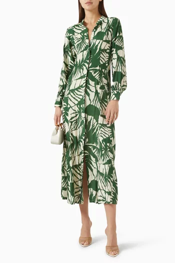Tropical Shirt Midi Dress in Muslin