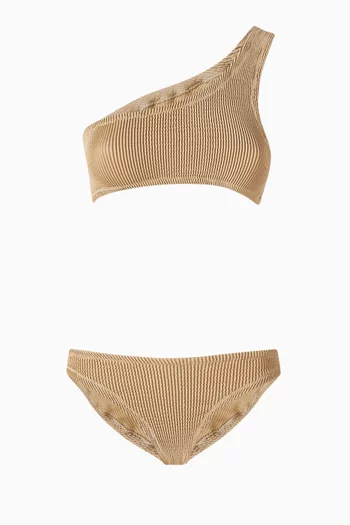 One-shoulder Bikini Top in Seersucker-fabric